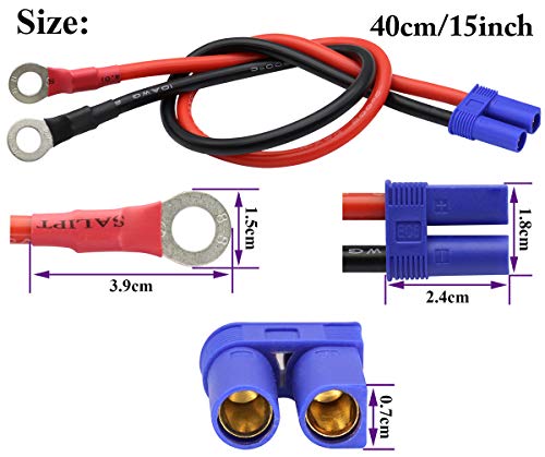 EC5 to O Ring Terminal Cable,EC5 Female to O Ring Eyelet Terminal Plug Connector Cable 10AWG RC ESC Charger Side Power(40cm/15inch)