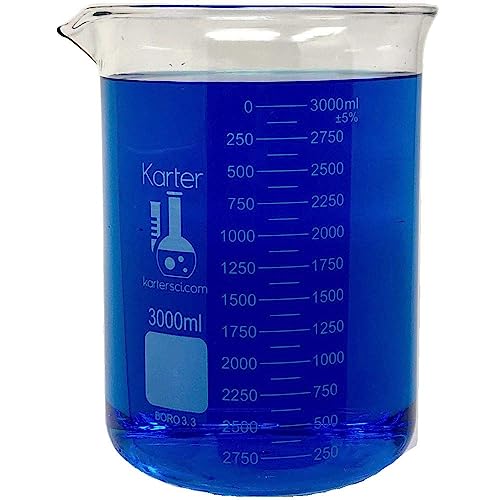 3L Low Form Griffin Beaker, Borosilicate 3.3 Glass, Double Scale, Karter Scientific 247Q4 (Single) - size: 3L, style: Pack of 1