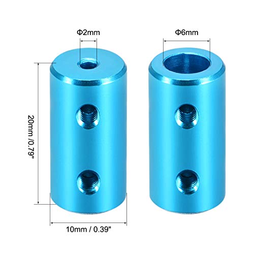 uxcell 2mm to 6mm Bore Rigid Coupling Set Screw L20XD10 Aluminum Alloy,Shaft Coupler Connector,Motor Accessories,Light Blue,2pcs - size: 2mm to 6mm