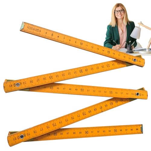 Folding Wooden Stick Ruler - 1 Meter Wood Measuring Ruler for Carpenters,Metric Scale for School, Folding Drawing Tools, Teaching Supplies