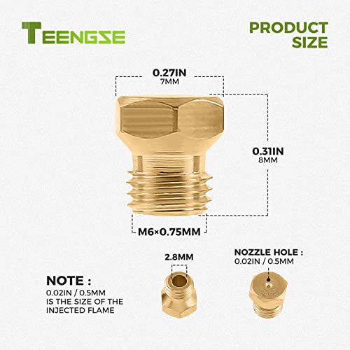 20PCS M6x0.75mm 0.5mm Brass Jet Nozzles for Propane LPG Natural Gas Burners