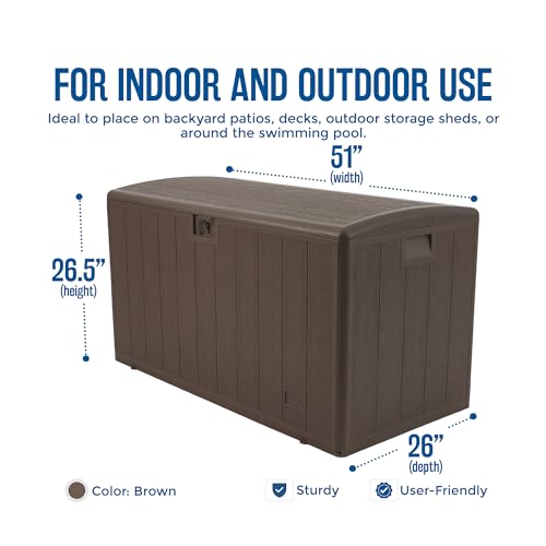 Plastic Development Group Outdoor Deck Box, Soft Close, Java, 130 Gal - color: Java Brown, size: 130 Gallon, Soft Closure