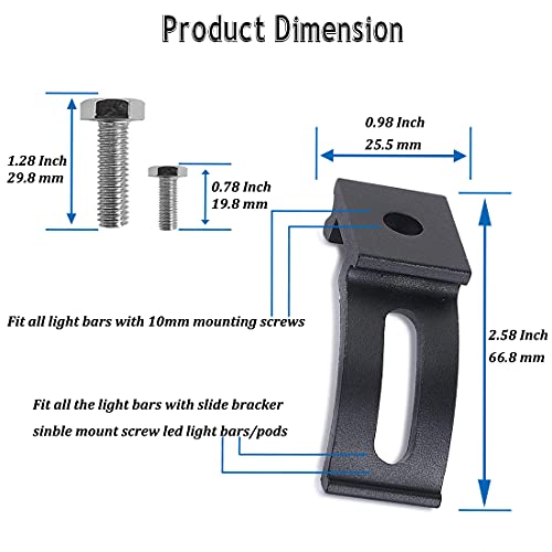 LED Light Bar Mounting Bracket - Mounting Brackets Universal Adjustable Slide Mounted Base for Work Light Bar LED Pod (Pack of 2) - size: Light Bar Adjustable Brackets