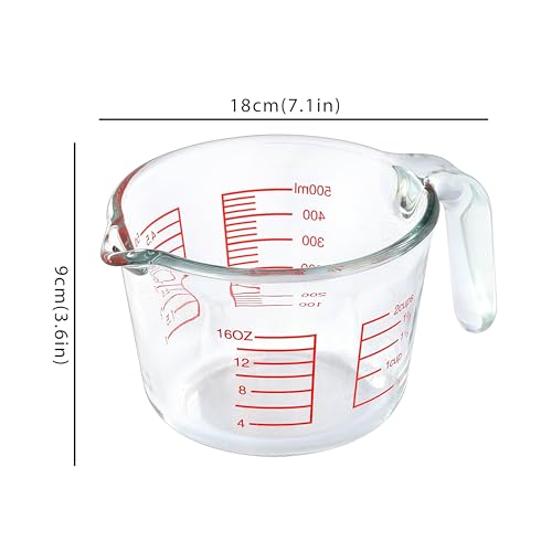 Glass Measuring Cup For Baking and Cooking, Apartment Kitchen Tools (16 oz)