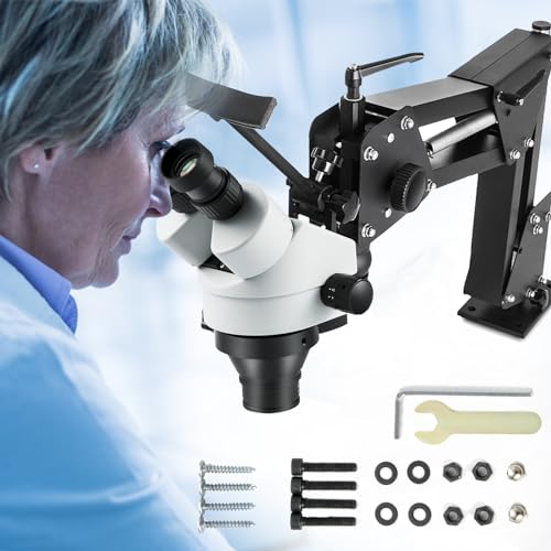 VEVOR Micro Inlaid Mirror Multi-Directional Microscope with Spring Bracket 7X-4.5X Multi-Directional Micro-Setting Microscope Jewelry Tools - style: No light-7X-45X