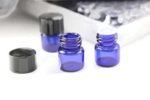 72 Cobalt Blue 1/4 Dram/1ml Glass Bottles – Thick Borosilicate Glass, Leak-Proof Caps, UV Protection – Essential Oil Samples