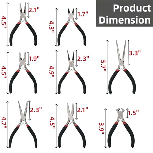 ZAVOOS 8 Pack Mini Pliers Set, Jewelry Making Tools Kit with Pouch
