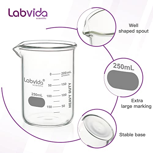 12 pcs 250ml Heavy Duty Glass Beakers, LVAC006 - style: 12pcs of Vol.250ml
