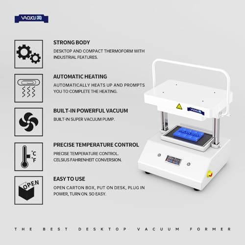A3(297mm×420mm/16.54x11.69in) The Desktop Vacuum Forming Machine Create Prototypes Molds and Casts in Classroom Kitchen Does not Need Any External Device Realize Your idea on Your Desk