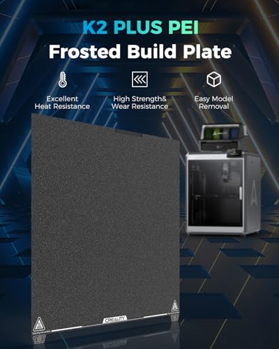 Creality Official K2 Plus Build Plate, 370x370mm Textured PEI Sheet Magnetic Flexible Removable Spring Steel Printing Plate 3D Printer Bed Plate (Without Magnetic Base) - color: Textured Black, size: K2 Plus