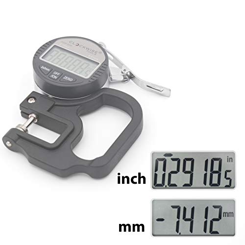 Clockwise Tools Digital Thickness Gauge, DTNR-0055 0-0.4 inch/10mm, 0.00005"/0.001mm Resolution - style: Resolution 0.00005"/0.001mm