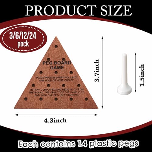 Zhanmai 3 Sets Wooden Triangle Peg Travel Game, White Peg Dark Brown Board - color: White Peg Dark Brown Board