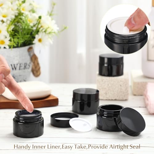 Domensi 100 Pcs 1oz Glass Jars Bulk, Black, Black Lid, Plastic Lid - color: Black,Black, size: Plastic Lid
