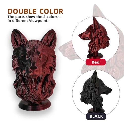 HP3DF 3D Printer Filament, Silk PLA, Color Changeable PLA Filament 1.75mm, Changes Color with Light and Angle, Dimensional Accuracy+/-0.02mm, 1KG Spool (2.2 lbs), Fit Most FDM Printer(Silk Red Black) - color: Silk Red Black