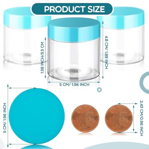 SATINIOR 36 Pieces 2 oz Plastic Jars with Lids Wide Mouth Airtight Reusable Container Acrylic Cosmetic Small Jars for Lotions Ointments Travel Toiletries Creams Make up Storage(Blue) - color: Blue, size: 2 oz