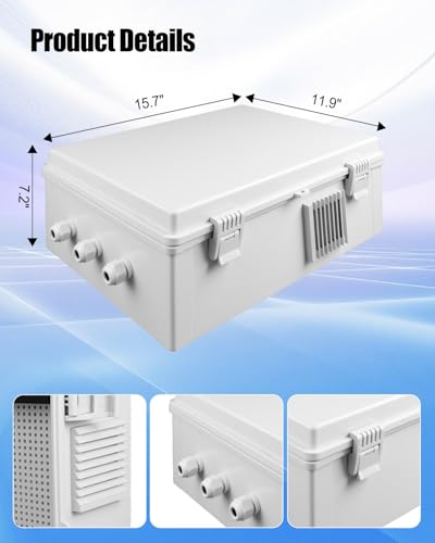 ABS Electrical Enclosure Junction Box, 15.7"x11.9"x7.2" Cabinet with Panel - size: 15.7"x11.9"x7.2"