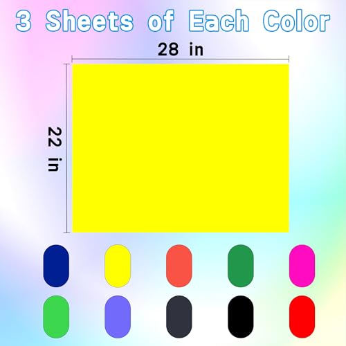 pmybupo Neon Poster Board 30 Sheets-22x28-Inch Double-Sided Color Cardstock Paper,Ideal for Signs,Crafts,Projects-10 Assorted Colors in Bulk Pack,Three of each color - style: Colored Poster Board 22*28 30 pc