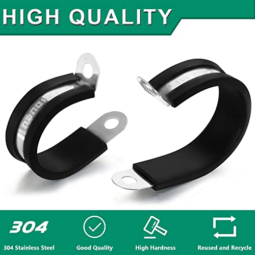 OURU 1/4 Inch Cable Clamps, Rubber Coated Insulated Clamps, 100pcs, 6mm - size: 100 PCS - 1/4 Inch