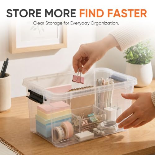 Superio 1.4 Quart Mini Clear Plastic Storage Container with Lid, Stackable Small Organizer Box for Crayons, Art Supplies, Beads, Sewing, Stationery & Food Storage, 1 Pack - size: 1.4 Quart