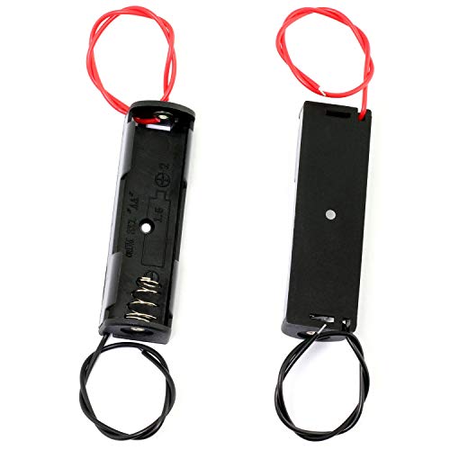 E-outstanding 10PCS Single AA Battery Holder Case with Wire Connections Black 1.5V (Pack of 2) - size: 1AA (Pack of 2)