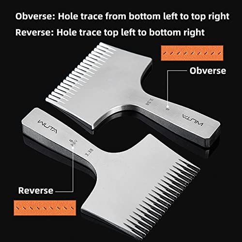 WUTA Sharp French Style Pricking Iron 20 Teeth Leather Chisel All-Polished Punching Tool Kits, Obverse 3.85 mm 20 Teeth - size: 3.85mm-20 teeth, style: Obverse