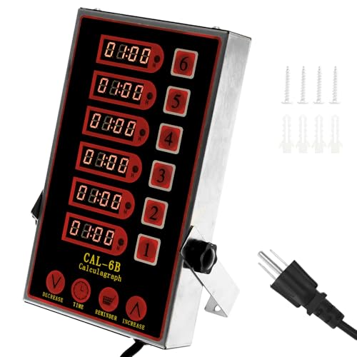 6 Channel Commercial Kitchen Timer Digital Stainless Steel LED Chef Cooking Timer for Cooking Restaurant Kitchen Supplies Professional Loud Alarm Cooking Reminder for Food Truck Fryer Bakery