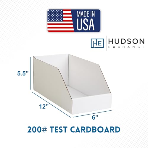 Hudson Exchange 6x12x5.5" (100 Pack) Corrugated Parts Bin Box For Storage & Organization, White - color: White, size: 100 Pack