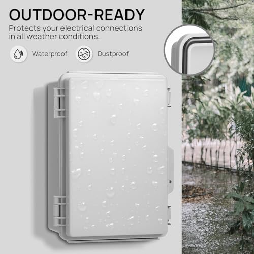 TURBRO Outdoor Electrical Waterproof Junction Box with Latches, ABS Plastic Enclosure Box with Mounting Plate and 304 Stainless Steel Wall Brackets, Hinged Grey Cover, 12.6"x7.2"x15.9" - color: Grey, size: 12.6"x7.2"x15.9"