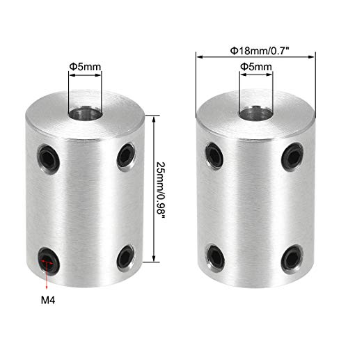 uxcell 5mm to 5mm Bore Rigid Coupling Set Screw L25XD18 Aluminum Alloy,Shaft Coupler Connector for 3D Printers, Motor Accessories,4pcs - size: 5mm to 5mm