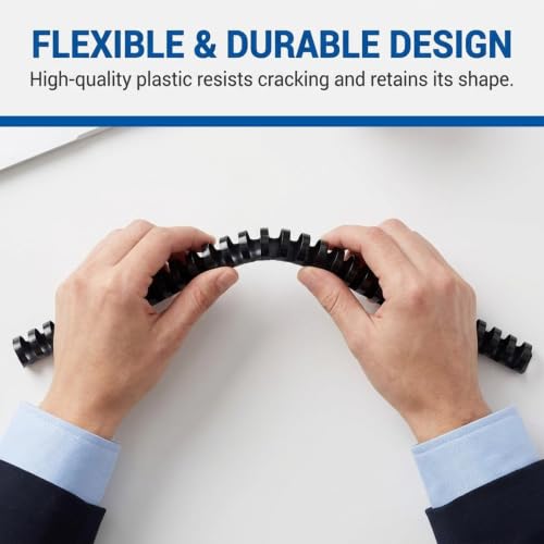 Performore 1/2 Inch Plastic Comb Binding Spines, 100 Pack, Black Binding Combs, Durable 19 Ring Binding Supplies for Reports, Presentations, Manuals, Proposals, School & Office Documents - size: 1/2 inch