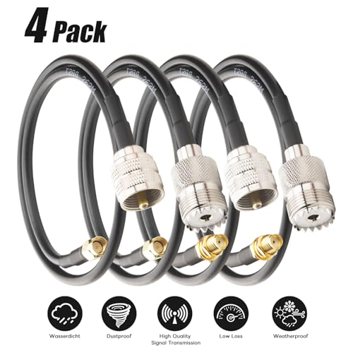 Upgraded 4-Type SMA to UHF Cable 1.64ft Kit LMR200 Equivalent SMA to PL259 SO239 Cable 0-6GHz Low Loss for Two-Way Radios, CB Antennas - size: 4-Pack UHF to SMA Cable