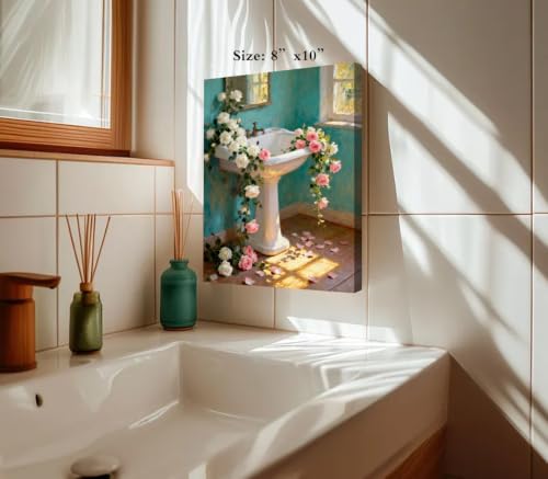 Framed Botanical Bathroom Wall Art Sage Green Leaves canvas Posters Print - color: Framed Botanical Bathroom Wall Art