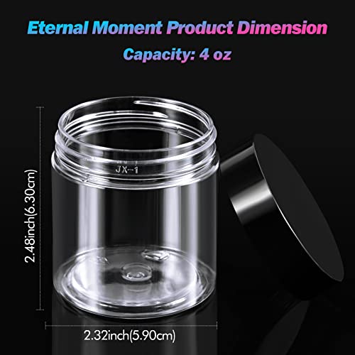 Eternal Moment 36 Pack 4 OZ Plastic Jars Clear Cosmetic Container with Lids - color: Black Lid, size: 4 Ounce