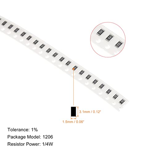 PATIKIL 1206 Surface Mount Device Resistor Kit, 1Set/200Pcs 0.1R-1R Ohm 10 Values 1% Tolerance 1/4W Chip Resistors Assortment Kit for Electronic Product