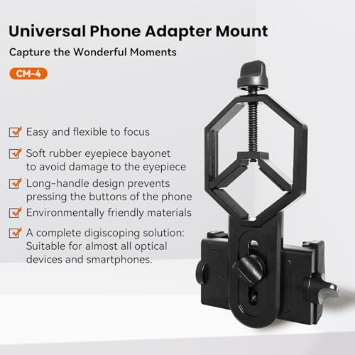 Eyeskey Universal Phone Adapter Mount – Ultra-Lightweight Clip for Binoculars, Telescopes & Microscopes | HD Video & Photo Capture for Hiking, Birding, Stargazing | Fits 99% Smartphones (Tripod-Ready)