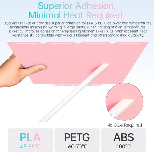 BIQU CryoGrip Pro Glacier Pink Compatible with Snapmaker U1 3D Printer 276x304.5mm Panda Build Plate Double Sided Upgrade Plate Removable Surface Platform - color: Glacier-Pink, size: Snapmaker-U1
