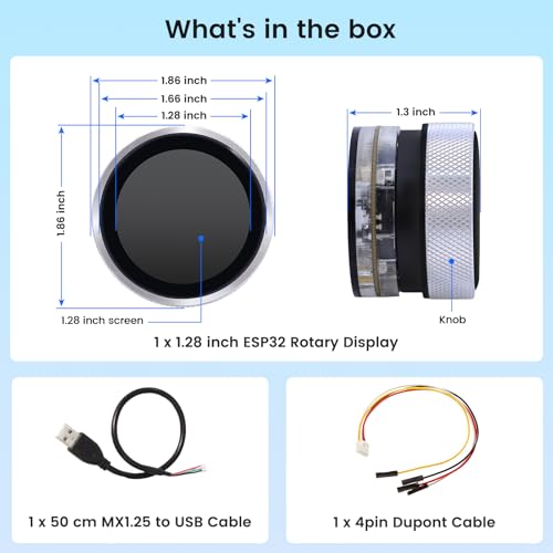 ELECROW 1.28" ESP32 Rotary Display 240x240 HMI IPS Round Knob Touch Display