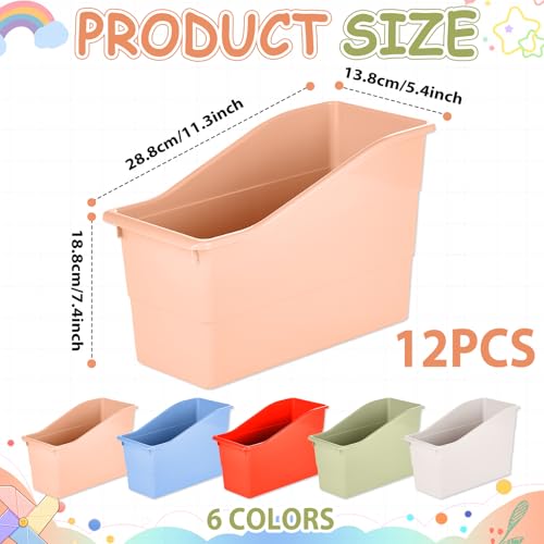 CHUNNIN 12 Pack Boho Book Bins Magazine and File Holders for Classroom