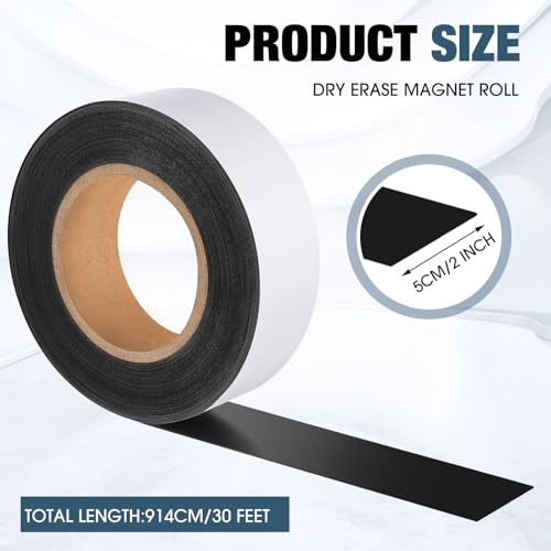 2" x30ft Dry Erase Magnetic Tape Roll, Flexible Magnetic Label Strip - size: 2" x 30ft (Pack of 2)