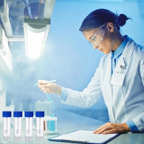 Stool Sample Collection Kit,25-30ml Screw Top Sample Jar with Spoon - color: Blue