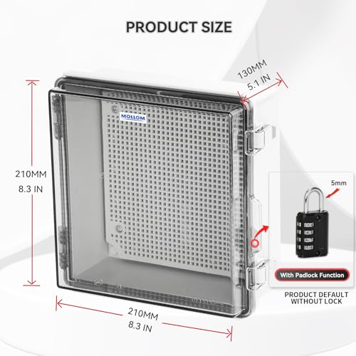 Mollom Transparent Cover Outdoor Junction Box (8.3x8.3x5.1In) - size: 8.3x8.3x5.1"