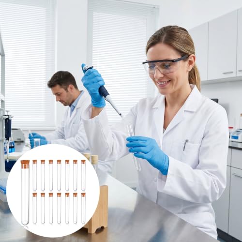 15 PCS Plastic Test Tubes with Cork Stoppers 15x100mm 10ml