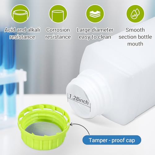 34oz Plastic Bottles with Caps, Food Grade Wide Mouth Lab Reagent Bottle for Water Sample Lab Reagent Liquid Medicine Storage ( 2pack translucent ) - color: Translucent