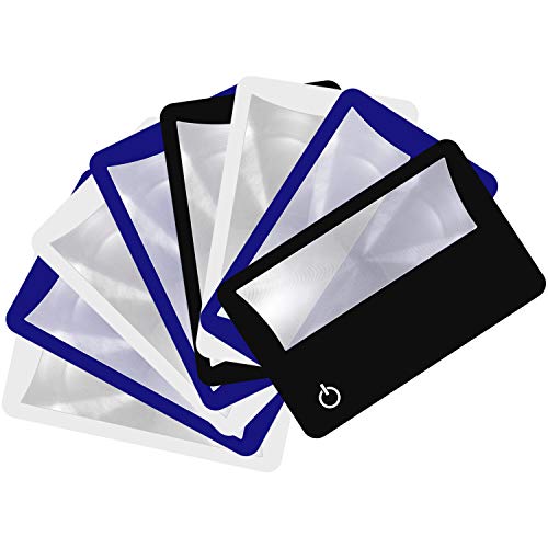 Frienda 8 Pcs 3X LED Credit Card Magnifying Glass, Black, White and Blue - color: Black, White and Blue