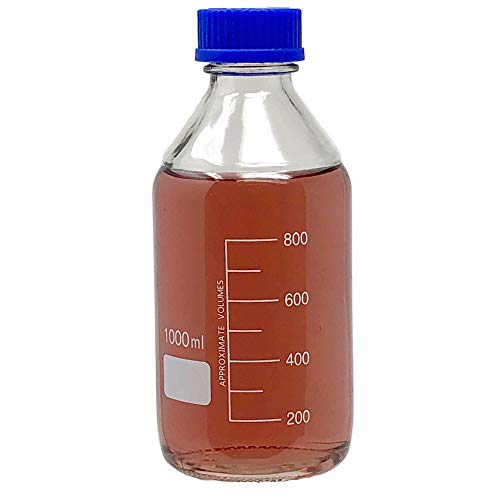 Karter Scientific 1000ml Glass Round Media Storage Bottles with GL45 Screw Cap, Borosilicate Glass, 251N5 (Case of 6) - color: Pack of 6, size: 1000ml