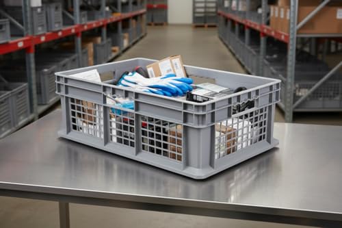 Hudson Exchange 24 x 16 x 8" (40 Pack) Mesh Straight Wall Handled Storage Container Tote, Gray - size: 40 Pack