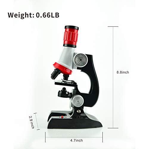 Little World Kids Microscope with LED Light - 100X/400X/1200X Magnification - color: Red 2 Pieces