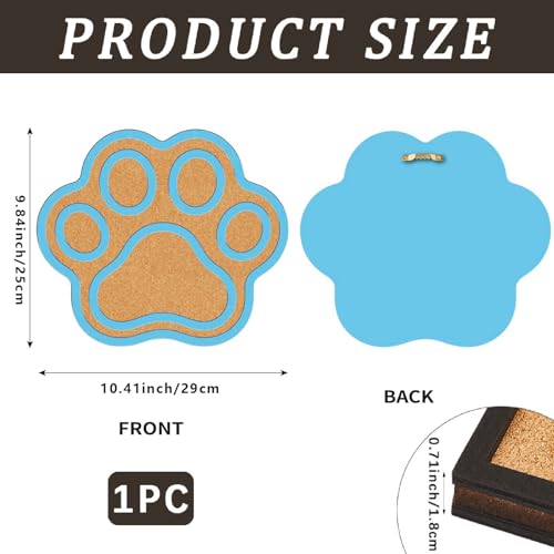 CRASPIRE Pin Cork Board Paw Print Framed Bulletin Display Badge Blue Wood Decorative Corkboard 10.4x9.8In Wall Mounted Memory Memo Brooch Lapel Holder Storage for Home Office School Classroom Wedding - style: Blue Paw Print