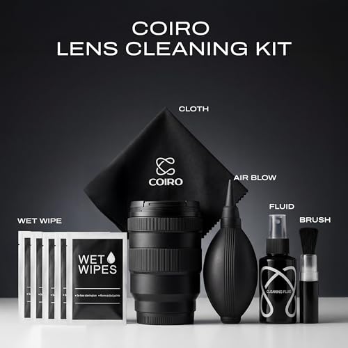 С Coiro Camera Lens Cleaning Kit – Camera Air Blower, Lens Cleaner Spray 100ml, Soft Brush, Wet Wipes & Cloth – DSLR Mirrorless Camera Cleaner - size: 5 IN 1