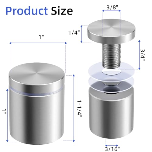 20-Pack Standoff Screws (1 in. Dia x 1 in. L), Stainless Steel Standoffs